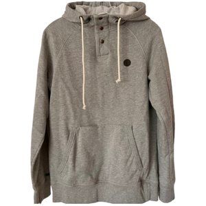 Volcom Henley Cotton Blend Snap Up Hoodie, Marled Gray - S